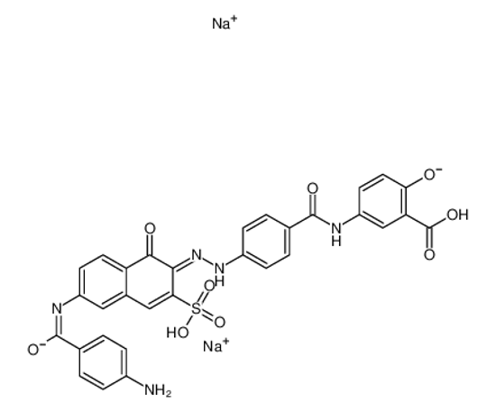 Изображение disodium,(3Z)-7-[(4-aminobenzoyl)amino]-3-[[4-[(3-carboxy-4-oxidophenyl)carbamoyl]phenyl]hydrazinylidene]-4-oxonaphthalene-2-sulfonate