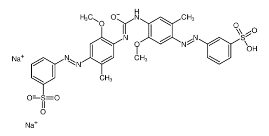 Picture of disodium,3-[[5-methoxy-4-[[2-methoxy-5-methyl-4-[(3-sulfonatophenyl)diazenyl]phenyl]carbamoylamino]-2-methylphenyl]diazenyl]benzenesulfonate