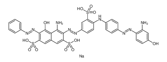 Picture of 2,7-Naphthalenedisulfonic acid, 4-amino-3-[2-[4-[[4-[2-(2-amino-4-hydroxyphenyl)diazenyl]phenyl]amino]-3-sulfophenyl]diazenyl]-5-hydroxy-6-(2-phenyldiazenyl)-, trisodium salt