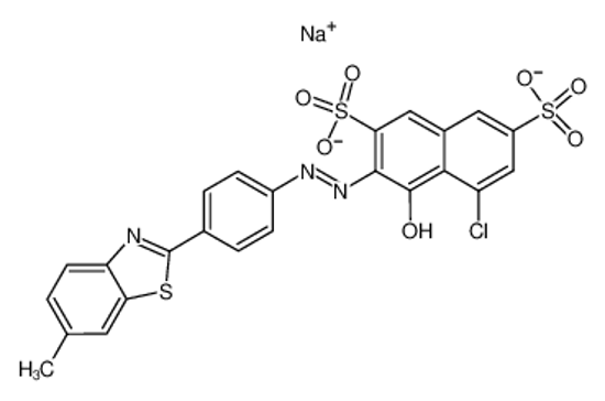 Picture of 5-chloro-4-hydroxy-3-[4-(6-methyl-benzothiazol-2-yl)-phenylazo]-naphthalene-2,7-disulfonic acid, disodium salt