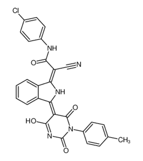 Picture of (2E)-N-(4-chlorophenyl)-2-cyano-2-[(3Z)-3-[1-(4-methylphenyl)-2,4,6-trioxo-1,3-diazinan-5-ylidene]isoindol-1-ylidene]acetamide