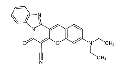 Mostrar detalhes para 3-(Diethylamino)-7-oxo-7H-(1)benzopyrano(3',2':3,4)pyrido(1,2-a)benzimidazole-6-carbonitrile