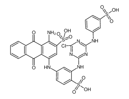 Изображение 1-amino-4-[3-[[4-chloro-6-(3-sulfoanilino)-1,3,5-triazin-2-yl]amino]-4-sulfoanilino]-9,10-dioxoanthracene-2-sulfonic acid