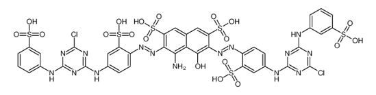 Picture of 4-amino-3,6-bis[[4-[[4-chloro-6-[(3-sulphophenyl)amino]-1,3,5-triazin-2-yl]amino]-2-sulphophenyl]azo]-5-hydroxynaphthalene-2,7-disulphonic acid