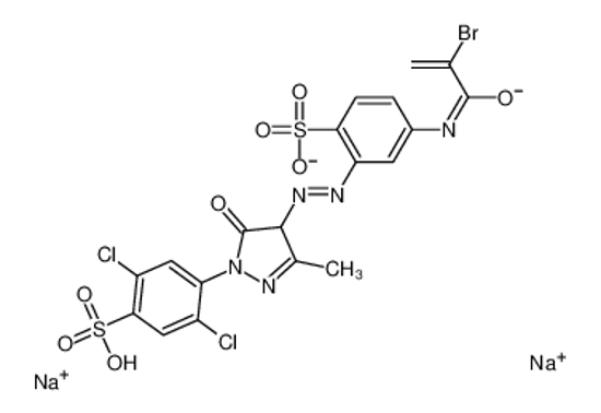 Picture of Disodium 4-{4-[(E)-{5-[(2-bromoacryloyl)amino]-2-sulfonatophenyl} diazenyl]-3-methyl-5-oxo-4,5-dihydro-1H-pyrazol-1-yl}-2,5-dichlor obenzenesulfonate