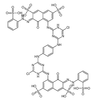 Picture of (3Z)-5-[[4-chloro-6-[4-[[4-chloro-6-[[(7Z)-8-oxo-3,6-disulfo-7-[(2-sulfophenyl)hydrazinylidene]naphthalen-1-yl]amino]-1,3,5-triazin-2-yl]amino]anilino]-1,3,5-triazin-2-yl]amino]-4-oxo-3-[(2-sulfophenyl)hydrazinylidene]naphthalene-2,7-disulfonic acid