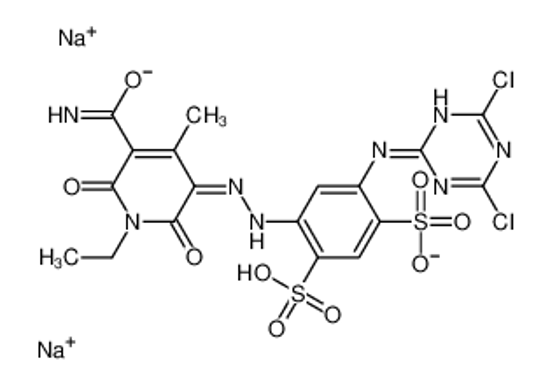Изображение disodium,4-[2-(5-carbamoyl-1-ethyl-4-methyl-2,6-dioxopyridin-3-ylidene)hydrazinyl]-6-[(4,6-dichloro-1,3,5-triazin-2-yl)amino]benzene-1,3-disulfonate