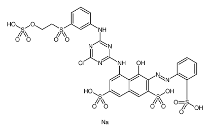 Изображение 2,7-Naphthalenedisulfonic acid, 5-[[4-chloro-6-[[3-[[2-(sulfooxy)ethyl]sulfonyl]phenyl]amino]-1,3,5-triazin-2-yl]amino]-4-hydroxy-3-[2-(2-sulfophenyl)diazenyl]-, tetrasodium salt