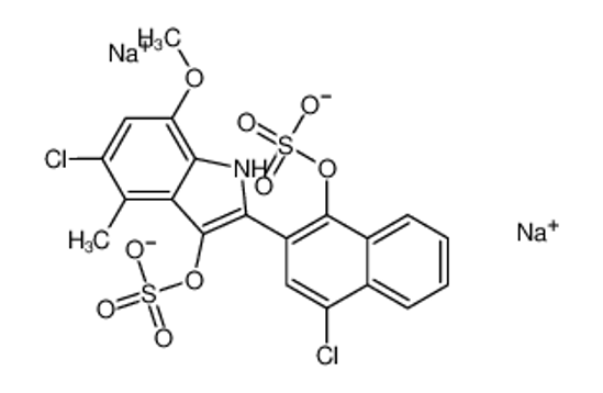 Picture of disodium,[4-chloro-2-(5-chloro-7-methoxy-4-methyl-3-sulfonatooxy-1H-indol-2-yl)naphthalen-1-yl] sulfate