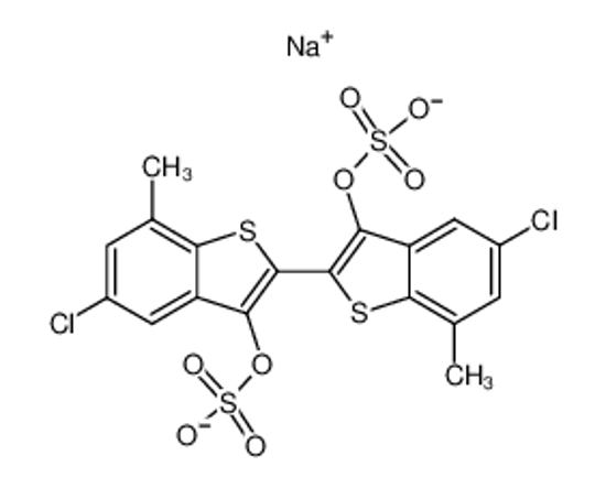 Picture of monosodium mono(5,5'-dichloro-7,7'-dimethyl-[2,2'-bibenzo[b]thiophene]-3,3'-diyl bis(sulfate))