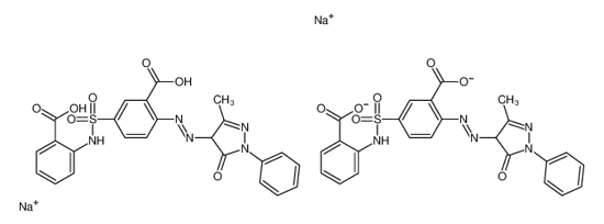 Picture of disodium,5-[(2-carboxyphenyl)sulfamoyl]-2-[(3-methyl-5-oxo-1-phenyl-4H-pyrazol-4-yl)diazenyl]benzoate
