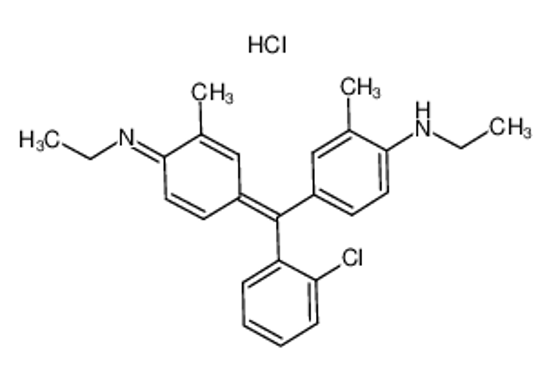 Picture of 4-[(E)-(2-chlorophenyl)-(4-ethylimino-3-methylcyclohexa-2,5-dien-1-ylidene)methyl]-N-ethyl-2-methylaniline,hydrochloride