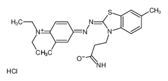 Picture of 3-[2-[[4-(diethylamino)-3-methylphenyl]diazenyl]-6-methyl-1,3-benzothiazol-3-ium-3-yl]propanamide,chloride