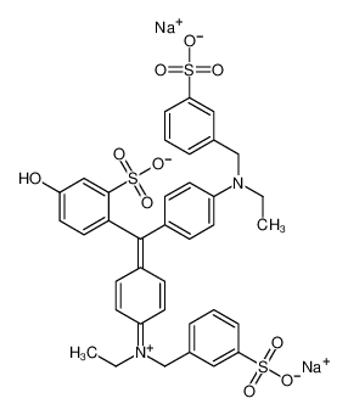 Mostrar detalhes para disodium,2-[[4-[ethyl-[(3-sulfonatophenyl)methyl]amino]phenyl]-[4-[ethyl-[(3-sulfonatophenyl)methyl]azaniumylidene]cyclohexa-2,5-dien-1-ylidene]methyl]-5-hydroxybenzenesulfonate