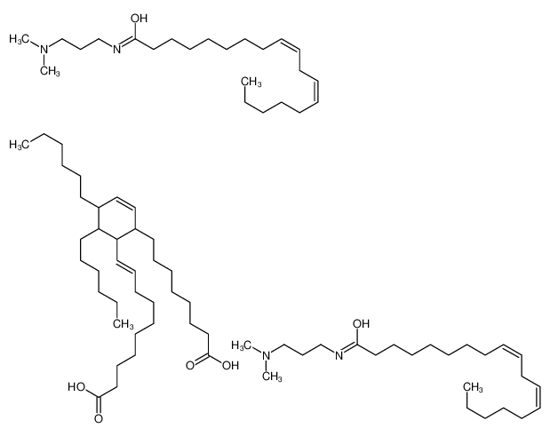 Picture of 10-[2-(7-carboxyheptyl)-5,6-dihexylcyclohex-3-en-1-yl]dec-9-enoic acid,(9Z,12Z)-N-[3-(dimethylamino)propyl]octadeca-9,12-dienamide