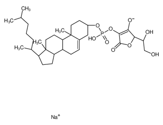 Picture of sodium,[(2R)-2-[(1S)-1,2-dihydroxyethyl]-3-hydroxy-5-oxo-2H-furan-4-yl] [(3S,8S,9S,10R,13R,14S,17R)-10,13-dimethyl-17-[(2R)-6-methylheptan-2-yl]-2,3,4,7,8,9,11,12,14,15,16,17-dodecahydro-1H-cyclopenta[a]phenanthren-3-yl] phosphate