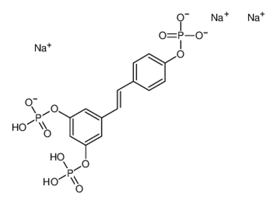 Picture of trisodium,[4-[(E)-2-[3,5-bis[[hydroxy(oxido)phosphoryl]oxy]phenyl]ethenyl]phenyl] hydrogen phosphate