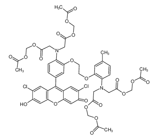 Picture of acetyloxymethyl 2-[N-[2-(acetyloxymethoxy)-2-oxoethyl]-2-[2-[2-[bis[2-(acetyloxymethoxy)-2-oxoethyl]amino]-5-(2,7-dichloro-3-hydroxy-6-oxoxanthen-9-yl)phenoxy]ethoxy]-4-methylanilino]acetate