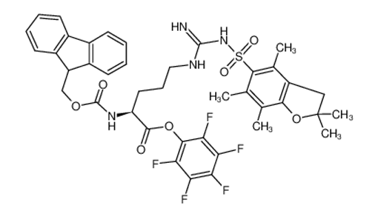 Picture of (2,3,4,5,6-pentafluorophenyl) (2S)-5-[[amino-[(2,2,4,6,7-pentamethyl-3H-1-benzofuran-5-yl)sulfonylamino]methylidene]amino]-2-(9H-fluoren-9-ylmethoxycarbonylamino)pentanoate
