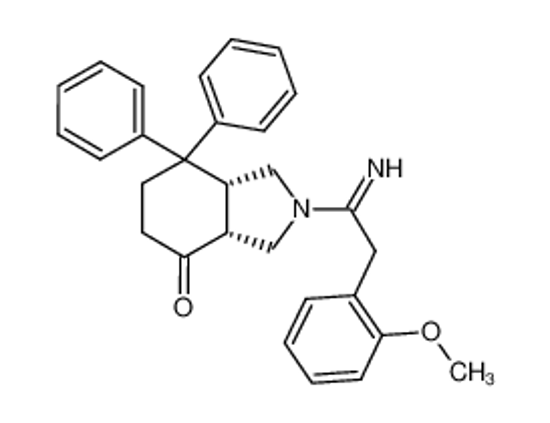 Picture of (3aR,7aR)-2-[2-(2-methoxyphenyl)ethanimidoyl]-7,7-diphenyl-1,3,3a,5,6,7a-hexahydroisoindol-4-one