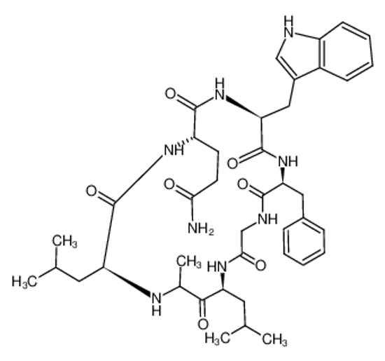 Picture of (2S)-2-[[(2S)-2-[(2-amino-4-methylpentyl)-methylamino]-4-methylpentanoyl]amino]-N-[(2S)-3-(1H-indol-3-yl)-1-oxo-1-[[(2S)-1-oxo-1-(2-oxoethylideneamino)-3-phenylpropan-2-yl]amino]propan-2-yl]pentanediamide