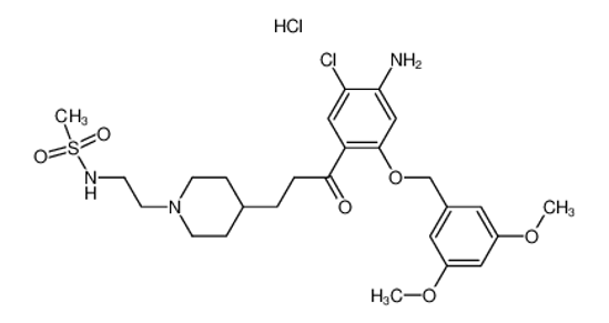 Picture of N-[2-[4-[3-[4-amino-5-chloro-2-[(3,5-dimethoxyphenyl)methoxy]phenyl]-3-oxopropyl]piperidin-1-yl]ethyl]methanesulfonamide,hydrochloride