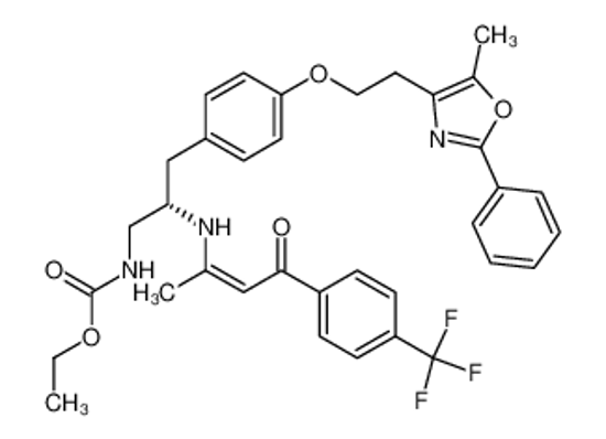 Imagem de GW 6471,[(2S)-2-[[(1Z)-1-Methyl-3-oxo-3-[4-(trifluoromethyl)phenyl]-1-propenyl]amino]-3-[4-[2-(5-methyl-2-phenyl-4-oxazolyl)ethoxy]phenyl]propyl]-carbamicacidethylester