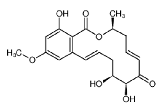 Picture of (5Z)-7-Oxozeaenol,(3S,5Z,8S,9S,11E)-3,4,9,10-tetrahydro-8,9,16-trihydroxy-14-methoxy-3-methyl-1H-2-benzoxacyclotetradecin-1,7(8H)-dione