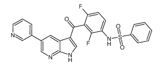 Picture of N-[2,4-difluoro-3-(5-pyridin-3-yl-1H-pyrrolo[2,3-b]pyridine-3-carbonyl)phenyl]benzenesulfonamide