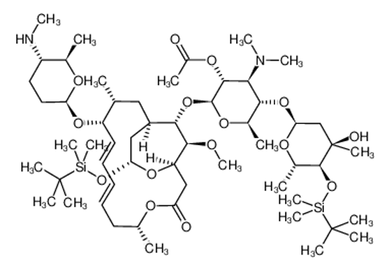 Imagem de 2’-O-Acetyl-4’’-O-tert-butyldimethylsilyl-4’’’-de-N-methylspiramycin I 3,18-(O-tert-Butyldimethylsilyl)acetal