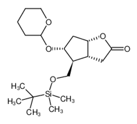 Picture of (3aR,4S,5R,6aS)-4-[[tert-butyl(dimethyl)silyl]oxymethyl]-5-(oxan-2-yloxy)-3,3a,4,5,6,6a-hexahydrocyclopenta[b]furan-2-one
