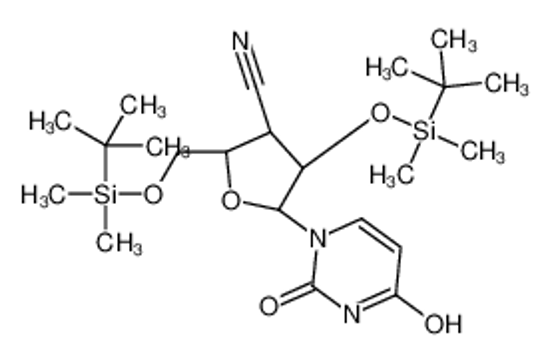 Picture of (2S,3R,4R,5R)-4-[tert-butyl(dimethyl)silyl]oxy-2-[[tert-butyl(dimethyl)silyl]oxymethyl]-5-(2,4-dioxopyrimidin-1-yl)oxolane-3-carbonitrile