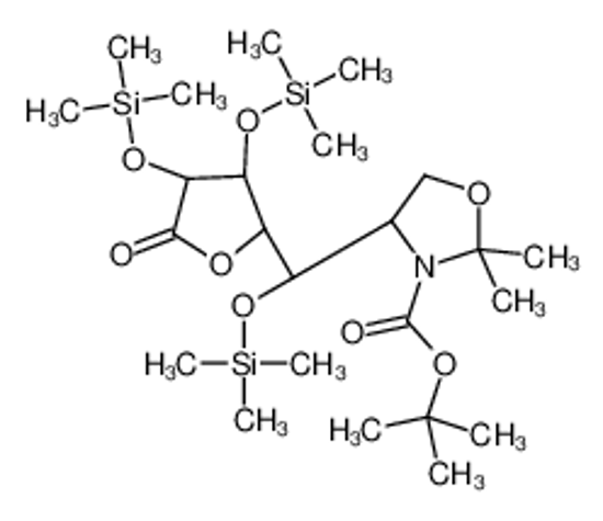 Picture of tert-butyl 2,2-dimethyl-4-[(R)-[(2S,3S,4S)-5-oxo-3,4-bis(trimethylsilyloxy)oxolan-2-yl]-trimethylsilyloxymethyl]-1,3-oxazolidine-3-carboxylate