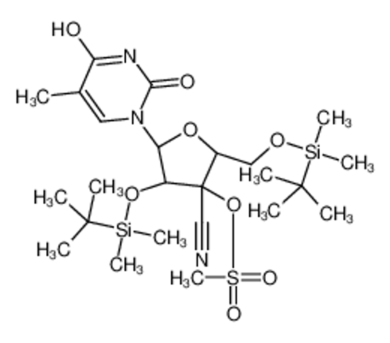 Picture of [(2R,3R,4R,5R)-4-[tert-butyl(dimethyl)silyl]oxy-2-[[tert-butyl(dimethyl)silyl]oxymethyl]-3-cyano-5-(5-methyl-2,4-dioxopyrimidin-1-yl)oxolan-3-yl] methanesulfonate