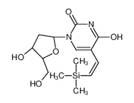 Picture of 1-[(2R,4S,5R)-4-hydroxy-5-(hydroxymethyl)oxolan-2-yl]-5-(2-trimethylsilylethenyl)pyrimidine-2,4-dione