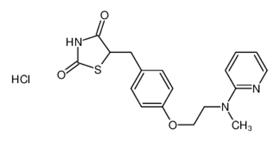 Picture of 5-[[4-[2-[methyl(pyridin-2-yl)amino]ethoxy]phenyl]methyl]-1,3-thiazolidine-2,4-dione,hydrochloride