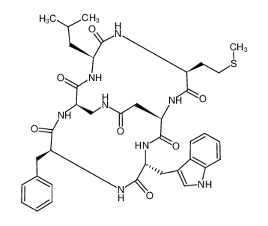 Imagem de (5S,8S,11S,12Z)-5-amino-N-[(2S)-1-[[(2S)-3-(1H-indol-3-yl)-1-oxo-1-[[(2S)-1-oxo-3-phenylpropan-2-yl]amino]propan-2-yl]amino]-1,4-dioxobutan-2-yl]-8-(2-methylpropyl)-6,9-dioxo-1-thia-3,7,10-triazacyclotridec-12-ene-11-carboxamide