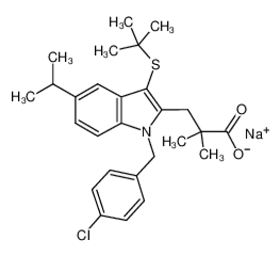 Picture of 3-[3-tert-butylsulfanyl-1-[(4-chlorophenyl)methyl]-5-propan-2-ylindol-2-yl]-2,2-dimethylpropanoic acid