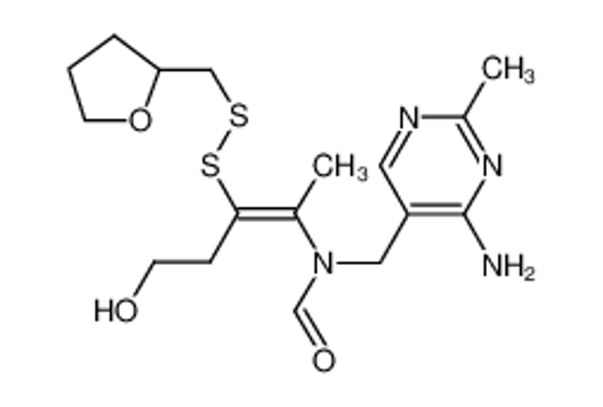 Picture of N-[(4-amino-2-methylpyrimidin-5-yl)methyl]-N-[(E)-5-hydroxy-3-(oxolan-2-ylmethyldisulfanyl)pent-2-en-2-yl]formamide