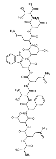 Picture of H-ALA-GLN-ASP-PHE-VAL-GLN-TRP-LEU-MET-ASN-THR-OH