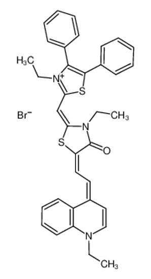 Picture of 3-ethyl-2-[(3-ethyl-4,5-diphenyl-1,3-thiazol-2-ylidene)methyl]-5-[2-(1-ethylquinolin-4-ylidene)ethylidene]-1,3-thiazol-3-ium-4-one,bromide