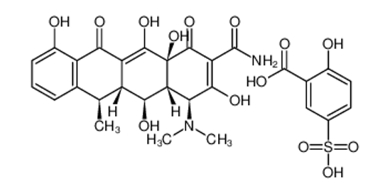 Picture of 4-(dimethylamino)-1,5,10,11,12a-pentahydroxy-6-methyl-3,12-dioxo-4a,5,5a,6-tetrahydro-4H-tetracene-2-carboxamide,2-hydroxy-5-sulfobenzoic acid