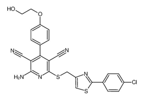 Picture of 2-amino-6-[[2-(4-chlorophenyl)-1,3-thiazol-4-yl]methylsulfanyl]-4-[4-(2-hydroxyethoxy)phenyl]pyridine-3,5-dicarbonitrile