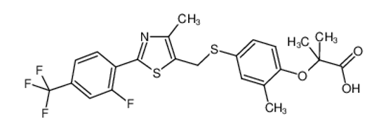 Picture of 2-[4-[[2-[2-fluoro-4-(trifluoromethyl)phenyl]-4-methyl-1,3-thiazol-5-yl]methylsulfanyl]-2-methylphenoxy]-2-methylpropanoic acid