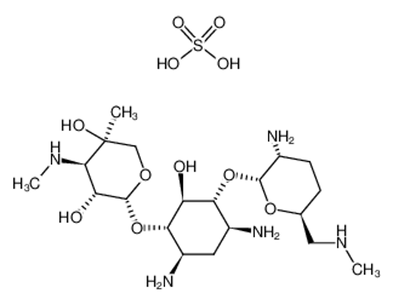 Picture of (2R,3R,4R,5R)-2-[(1S,2S,3R,4S,6R)-4,6-diamino-3-[(2R,3R,6S)-3-amino-6-(methylaminomethyl)oxan-2-yl]oxy-2-hydroxycyclohexyl]oxy-5-methyl-4-(methylamino)oxane-3,5-diol,sulfuric acid