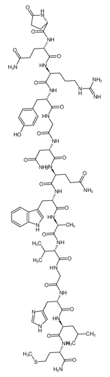 Picture of PYR-GLN-ARG-TYR-GLY-ASN-GLN-TRP-ALA-VAL-GLY-HIS-LEU-MET-NH2