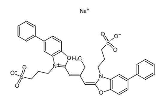 Picture of 5-PHENYL-2-[2-[[5-PHENYL-3-(3-SULFOPROPYL)-2(3H)-BENZOXAZOLYLIDENE]METHYL-1-BUTENYL]-3-(3-SULFOPROPYL)BENZOXAZOLIUM HYDROXIDE, INNER SALT], SODIUM SALT