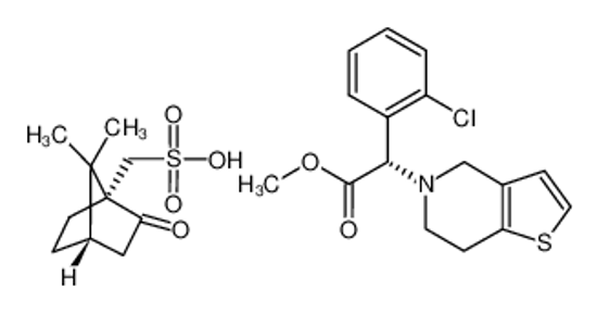 Picture of 2-(2-chlorophenyl)-2-(6,7-dihydro-4H-thieno[3,2-c]pyridin-5-yl)acetic acid,(7,7-dimethyl-3-oxo-4-bicyclo[2.2.1]heptanyl)methanesulfonic acid