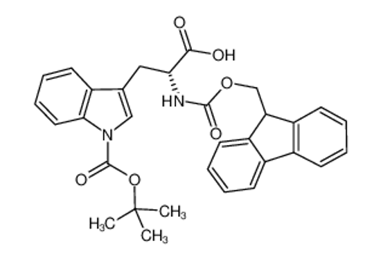 Picture of (2R)-2-(9H-fluoren-9-ylmethoxycarbonylamino)-3-[1-[(2-methylpropan-2-yl)oxycarbonyl]indol-3-yl]propanoic acid
