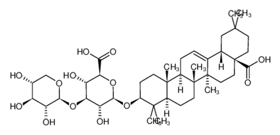 Изображение (2S,3S,4S,5R,6R)-6-[[(3S,4aR,6aR,6bS,8aS,12aS,14aR,14bR)-8a-carboxy-4,4,6a,6b,11,11,14b-heptamethyl-1,2,3,4a,5,6,7,8,9,10,12,12a,14,14a-tetradecahydropicen-3-yl]oxy]-3,5-dihydroxy-4-[(2S,3R,4S,5R)-3,4,5-trihydroxyoxan-2-yl]oxyoxane-2-carboxylic acid